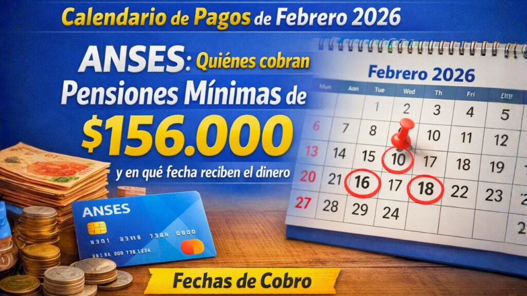 Calendario de pagos de febrero 2026 de ANSES: quiénes cobran pensiones mínimas de $156.000 y en qué fecha reciben el dinero