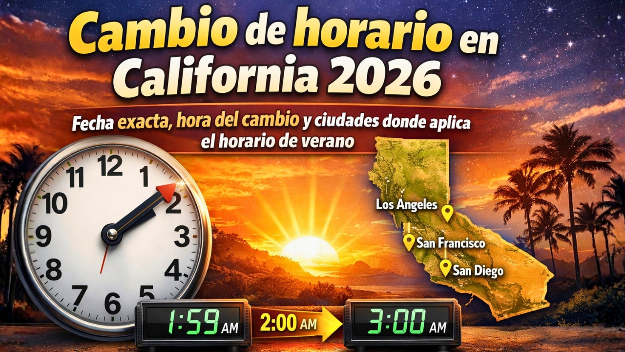 Cambio de horario en California 2026: fecha exacta, hora del cambio y ciudades donde aplica el horario de verano
