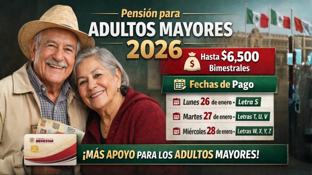 Pensión para Adultos Mayores 2026: Hasta $6,500 y fechas de pago