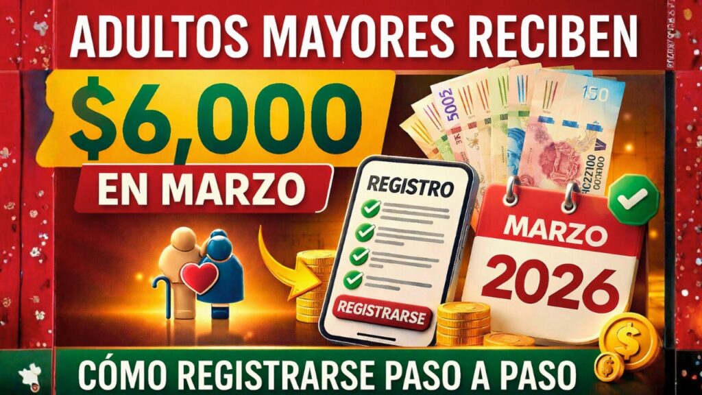 Adultos mayores reciben $6,000 en marzo: cómo registrarse paso a paso